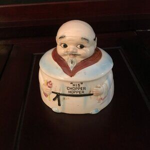 Vintage 1950's Ceramic "His" Chopper Hopper Denture Holder Mid Century